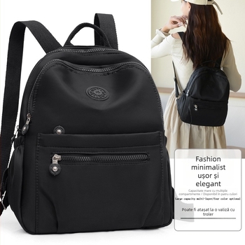 Rucsac pentru femei, capacitate mare, stil urban simplu, pânză Oxford, căptușeală din nylon, fermoar