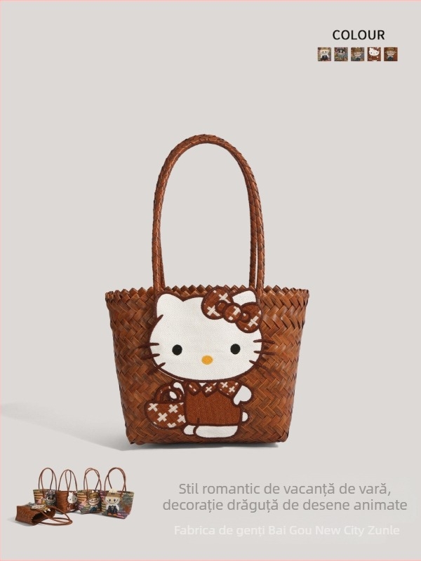 Geantă împletită din PU, stil street fashion, formă verticală pătrată, deschidere deschisă, fără căptușeală