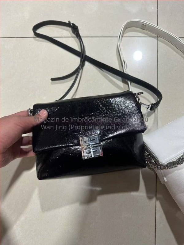 Geantă de umăr pentru femei, stil urban minimalist, material PVC, formă orizontală pătrată, închidere cu capac, căptușeală din poliester