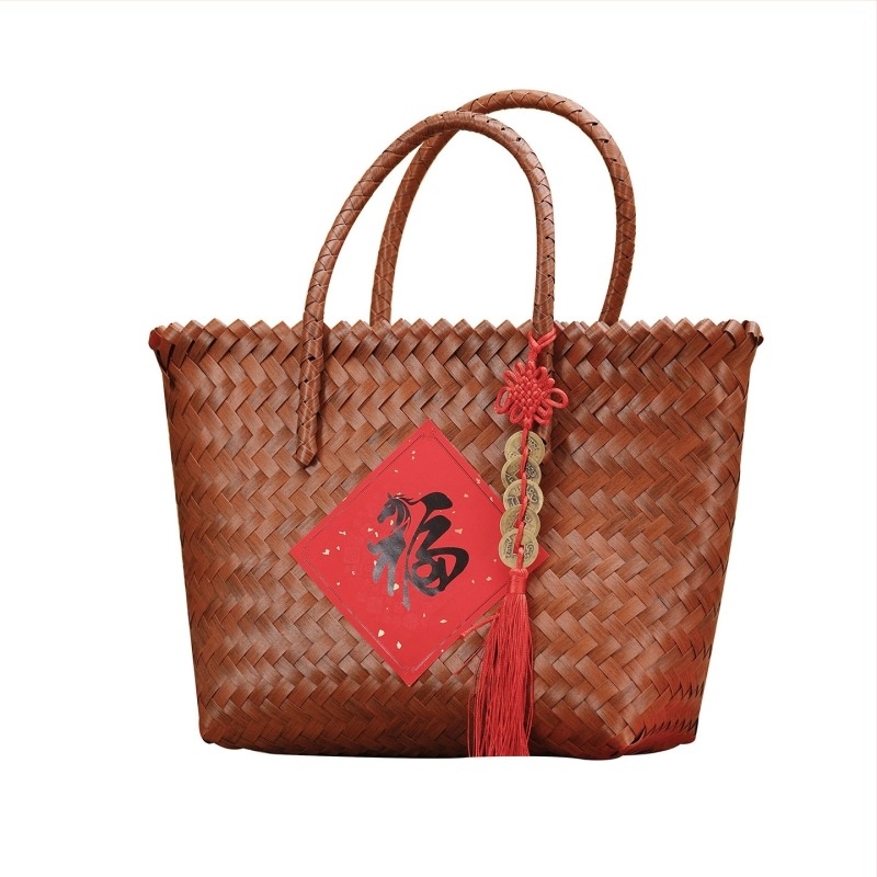 Cutie Mooncake cu coș de bambus, origine Zhejiang, carton, stil vintage, cod produs: Mid-autumn festival hand basket