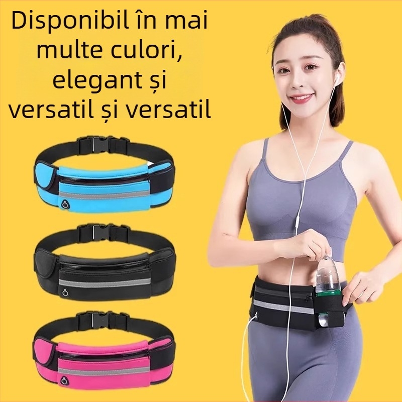 Geantă de talie din pânză pentru alergare — unisex, pentru sporturi în aer liber, stil urban, buzunar pentru sticlă de apă