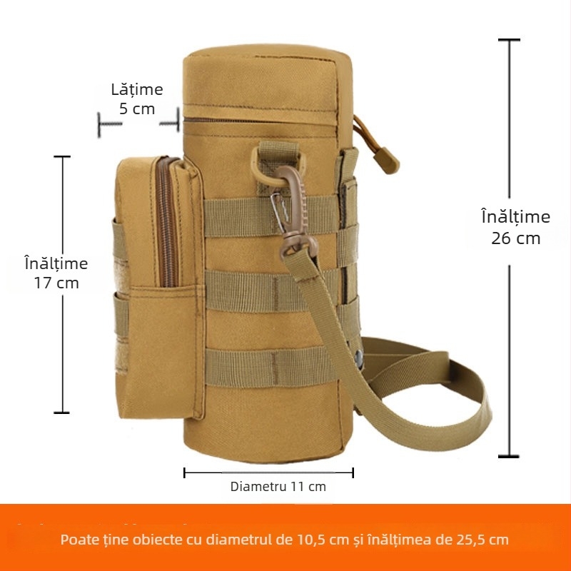 Geantă pentru sticlă de apă în aer liber cu husă izolantă pentru pahar — multifuncțională, tip crossbody/umar, capacitate mare, țesătură Oxford