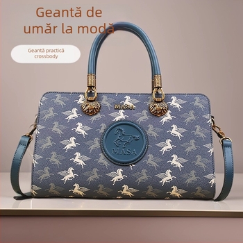 Geantă bucket din PU, stil urban minimalist, închidere cu fermoar, căptușeală poliester, formă orizontală pătrată