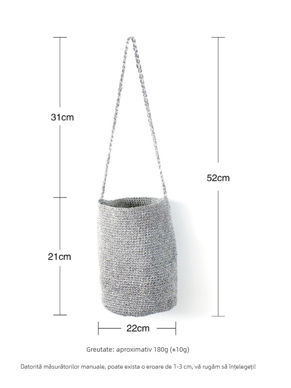 Geantă bucket rotundă pentru femei, stil urban, din poliester, căptușeală poliesterică, deschidere deschisă