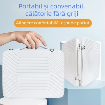 Husă dură pentru laptop din EVA, impermeabilă și rezistentă la uzură, închidere cu fermoar, mâner telescopic, buzunare interne pentru carduri