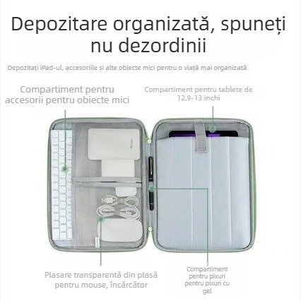 Geantă din PU pentru tabletă, cu protecție anti-cadere, buzunar frontal diagonal, compartiment pentru stilou, mâner de purtare, pentru iPad