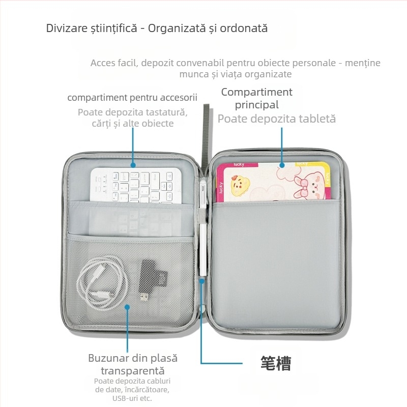 Husă de tabletă pentru bărbați și femei — nylon, impermeabil, rezistent la uzură, unisex, căptușeală din poliester, primăvara 2025