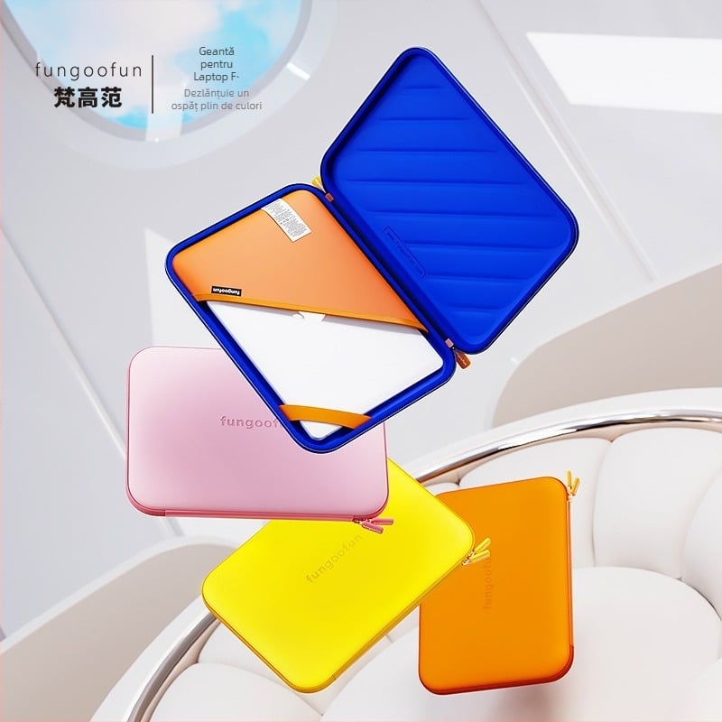 Husă de laptop protecție din EVA, impermeabilă, rezistentă la uzură și la șocuri, căptușeală din piele sintetică, design monocrom