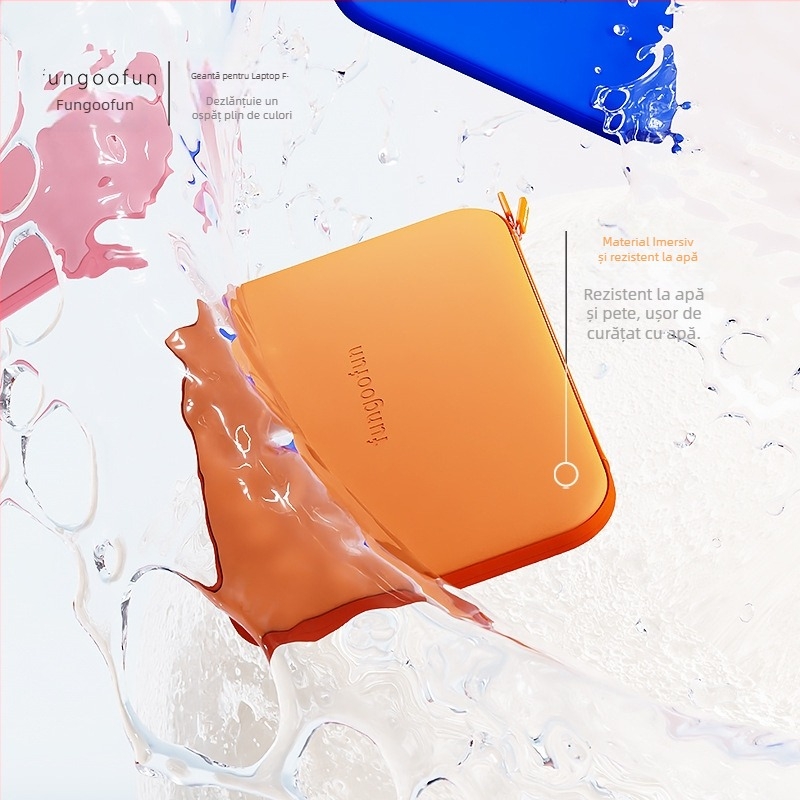Husă de laptop protecție din EVA, impermeabilă, rezistentă la uzură și la șocuri, căptușeală din piele sintetică, design monocrom