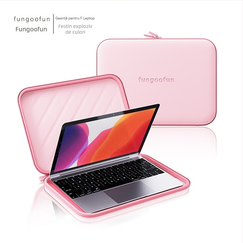 Husă de laptop protecție din EVA, impermeabilă, rezistentă la uzură și la șocuri, căptușeală din piele sintetică, design monocrom