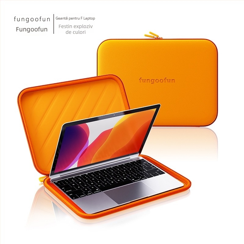 Husă de laptop protecție din EVA, impermeabilă, rezistentă la uzură și la șocuri, căptușeală din piele sintetică, design monocrom