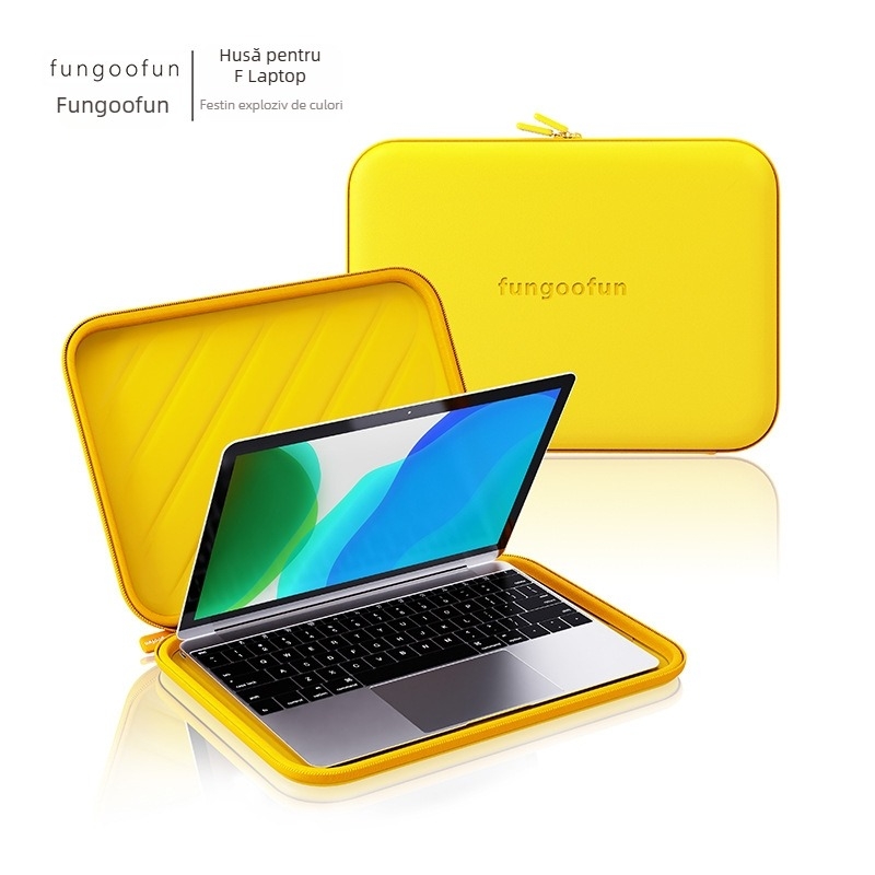 Husă de laptop protecție din EVA, impermeabilă, rezistentă la uzură și la șocuri, căptușeală din piele sintetică, design monocrom