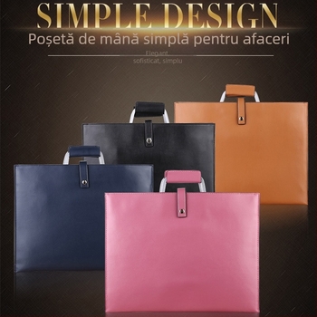 Geantă de afaceri din piele naturală, unisex, pentru tablete și notebook-uri — închidere magnetică, buzunar pentru laptop, mâner telescopic