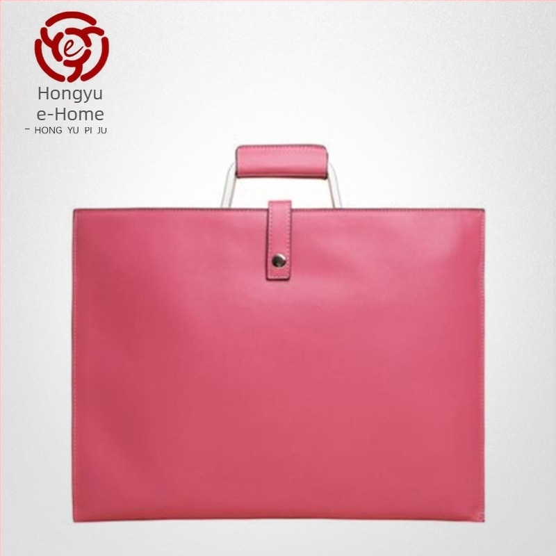 Geantă de afaceri din piele naturală, unisex, pentru tablete și notebook-uri — închidere magnetică, buzunar pentru laptop, mâner telescopic