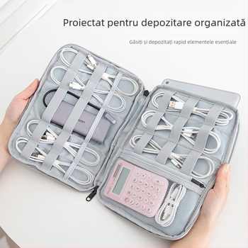 Geantă impermeabilă din pânză Oxford pentru cabluri, power bank și tablete (Căptușeală din poliester • Unisex • Stil urban minimalist)