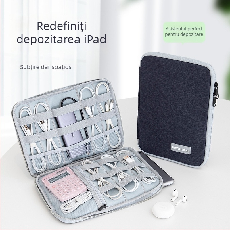 Geantă impermeabilă din pânză Oxford pentru cabluri, power bank și tablete (Căptușeală din poliester • Unisex • Stil urban minimalist)