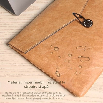 Geantă laptop cu strat interior anti-coliziune, impermeabilă, material Oxford, buzunar pentru carduri, deschidere cu cârlig, mâner detașabil