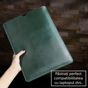 Husă pentru laptop din piele de vită, închidere cu capac, buzunar intern pentru calculator, impermeabilă, model 9407