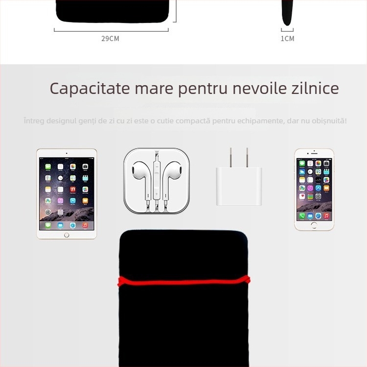 Geantă liner HRH pentru notebook/tablet din neopren, cu buzunar pentru laptop, Model 24026514554