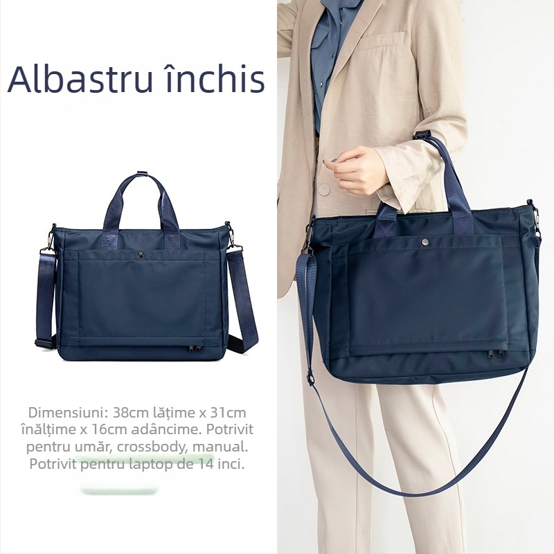 Geantă de laptop pentru călătorii cu atașare la troler – capacitate mare, poliester, buzunar pentru laptop/tabletă, buzunare interne multiple, geantă de umăr de afaceri