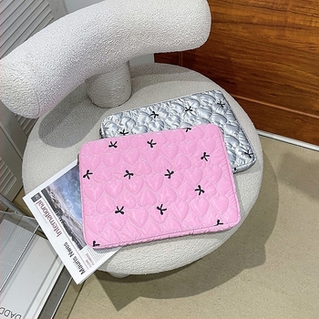 Geantă pentru laptop cu broderie quiltată, impermeabilă, ultra-ușoară, interior căptușit, pentru birou