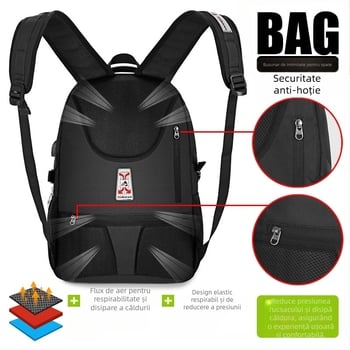 Rucsac pentru laptop cu compartiment pentru calculator, material Oxford, impermeabil, durabil, bretele duble