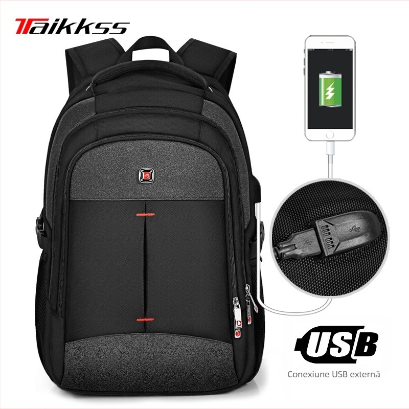 Rucsac pentru laptop cu compartiment pentru calculator, material Oxford, impermeabil, durabil, bretele duble