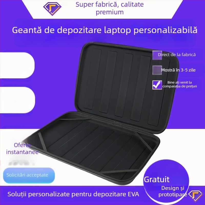 Geantă EVA pentru calculator cu fermoar, mâner moale, impermeabilă, rezistentă la uzură, antisismică