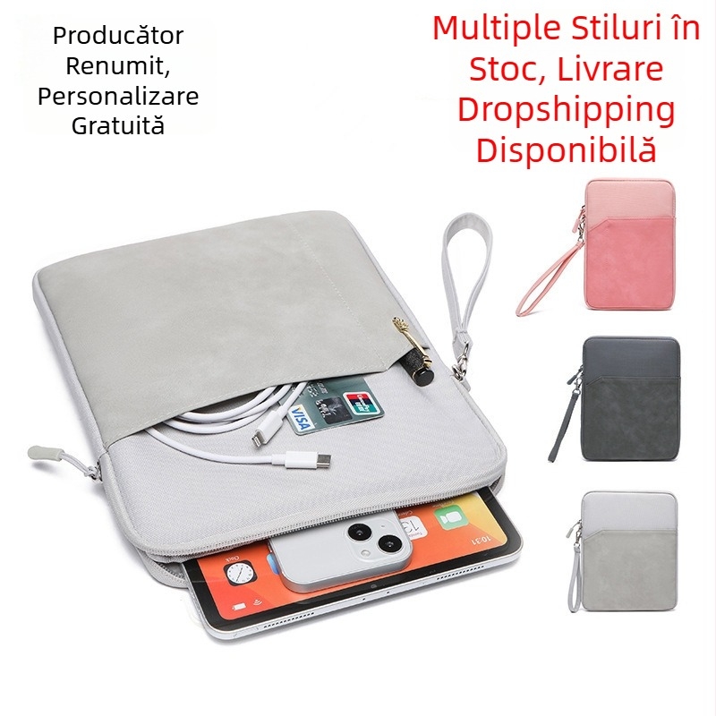Geantă pentru iPad/tabletă 7,9–13 inch, husă portabilă cu căptușeală din nylon, exterior poliester, stil street unisex