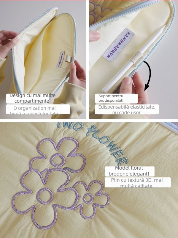 Husă protectoare pentru laptop și tabletă pentru femei, cu model floral, impermeabilă, ultra-ușoară, căptușeală din poliester