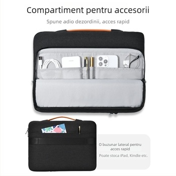 Geantă pentru laptop din material Oxford, rezistentă la uzură, buzunar interior antișoc, extensibilă, închidere cu fermoar