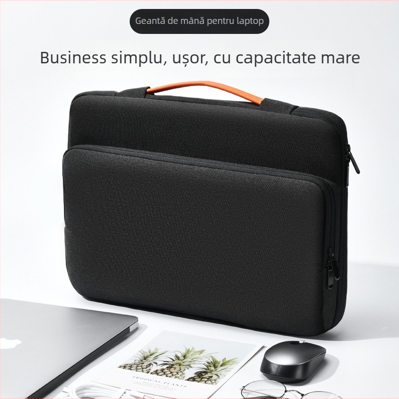 Geantă pentru laptop din material Oxford, rezistentă la uzură, buzunar interior antișoc, extensibilă, închidere cu fermoar