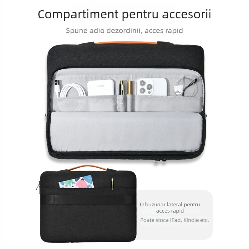 Geantă pentru laptop din material Oxford, rezistentă la uzură, buzunar interior antișoc, extensibilă, închidere cu fermoar