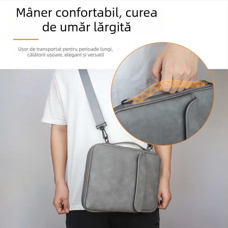 Geantă pentru tabletă din PU, capacitate mare, curea crossbody și mâner, rezistentă la șocuri și impermeabilă, portabilă