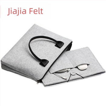 Geantă laptop din fetru cu fermoar, buzunare interne pentru ID și telefon, stil business, geantă de mână cu mâner moale