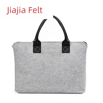 Geantă laptop din fetru cu fermoar, buzunare interne pentru ID și telefon, stil business, geantă de mână cu mâner moale