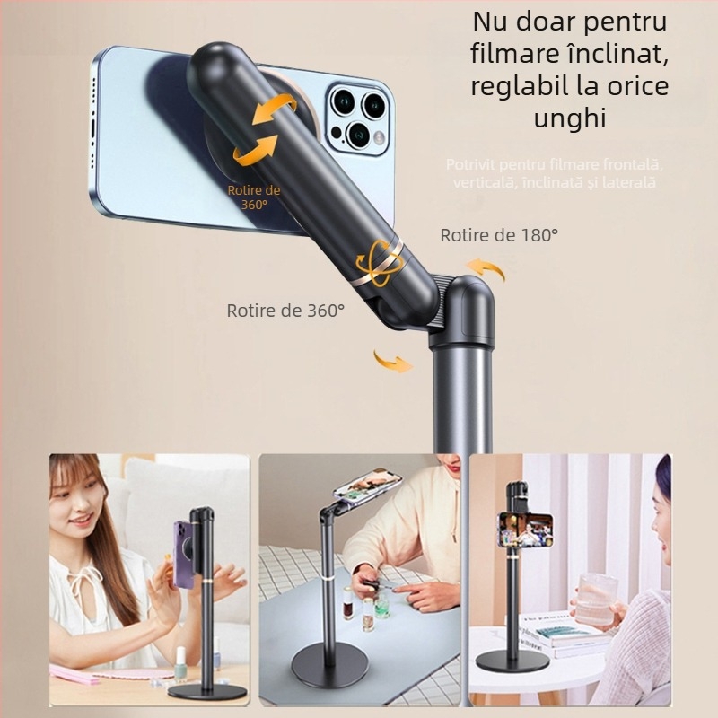 BX-RC04 suport magnetic de birou pentru telefon, pliabil, rotativ, înălțime reglabilă, aliaj de aluminiu