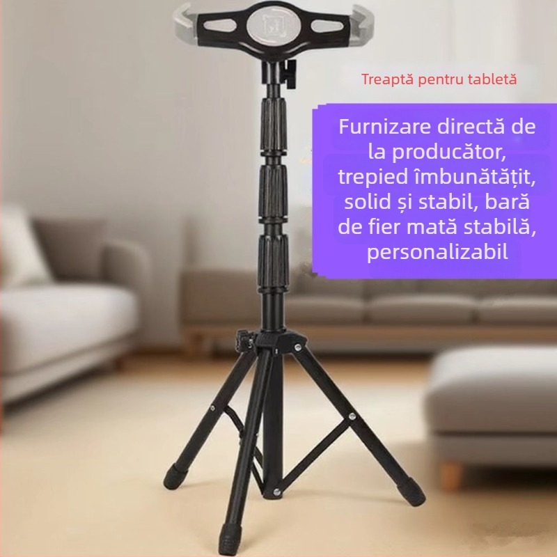 Trepied de podea cu trei lumini LED pentru iluminare, termometru și clemă mare pentru tabletă (Model JYX536, 1,2 kg)