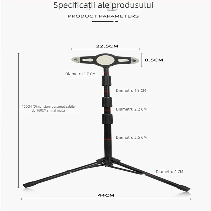 Trepied de podea cu trei lumini LED pentru iluminare, termometru și clemă mare pentru tabletă (Model JYX536, 1,2 kg)