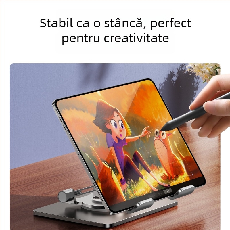 Suport pentru tabletă J50 – metal, rotire la 360°, reglabil, compatibil cu modelele iPad/iPhone, greutate 495 g