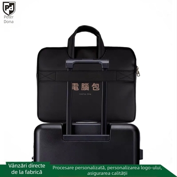 Geantă pentru laptop din piele PU, capacitate mare, impermeabilă și rezistentă la uzură, căptușeală din bumbac, posibilitatea personalizării logo-ului