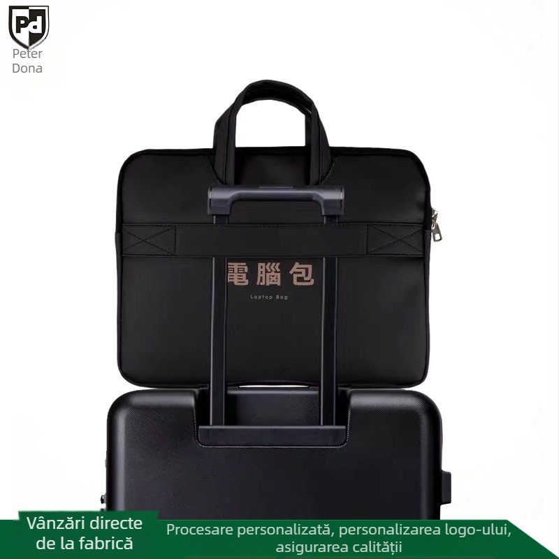 Geantă pentru laptop din piele PU, capacitate mare, impermeabilă și rezistentă la uzură, căptușeală din bumbac, posibilitatea personalizării logo-ului