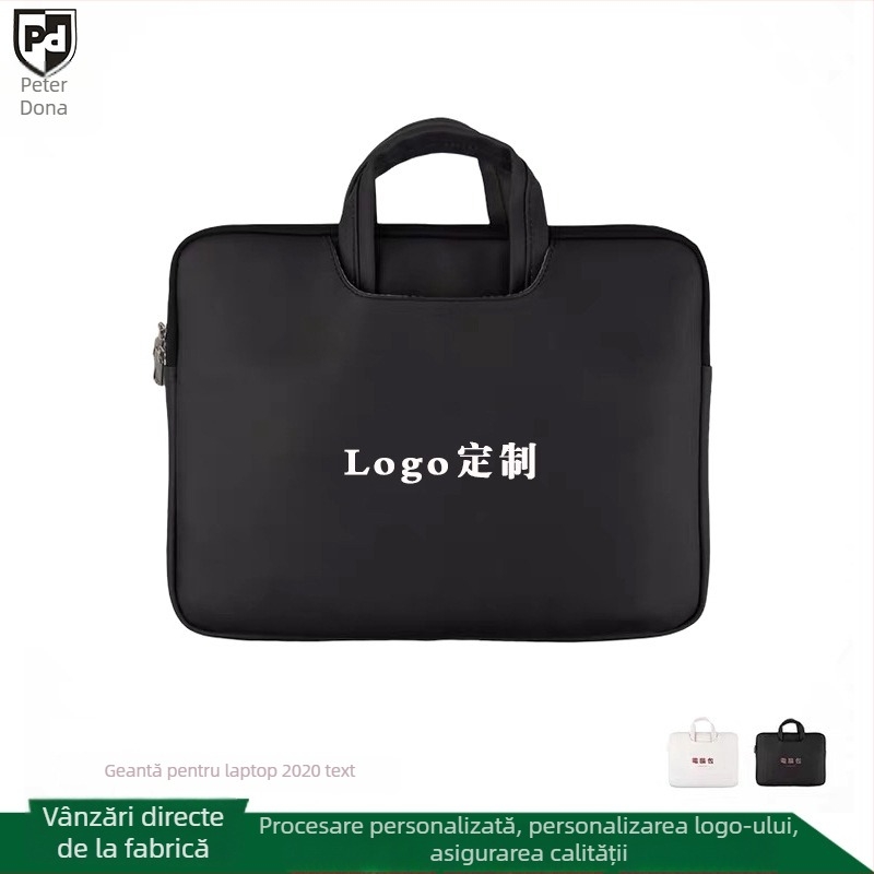 Geantă pentru laptop din piele PU, capacitate mare, impermeabilă și rezistentă la uzură, căptușeală din bumbac, posibilitatea personalizării logo-ului