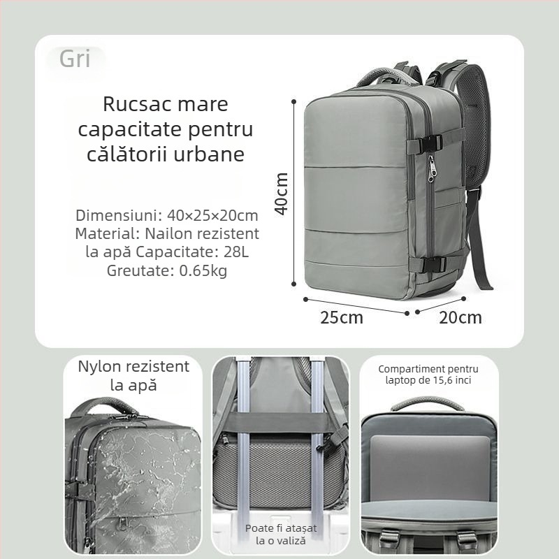 Rucsac SAMFOLK pentru călătorii și afaceri, mare capacitate, compatibil cu laptop de 15 inch, material textil (Brand SAMFOLK; Laptop: 15 inch; Material: Textil; Gen: Bărbat)