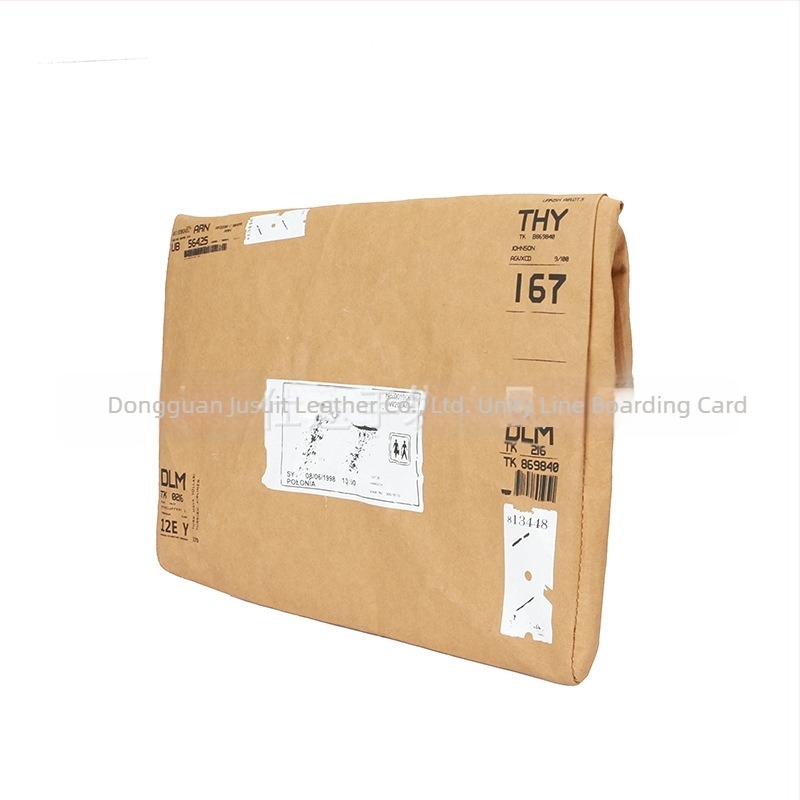 Husă din hârtie Kraft pentru laptop și tabletă, cu fermoar – respirabilă, impermeabilă, rezistentă la uzură; compartimente interioare: buzunar pentru ID, buzunar tip sandwich, buzunar pentru calculator; formă orizontală pătrată