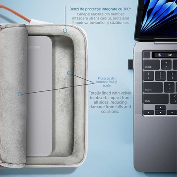 Geantă pentru laptop cu fermoar YKK și protecție împotriva coliziunilor și căderilor; construcție din nylon, impermeabilă, respirabilă, rezistentă la uzură