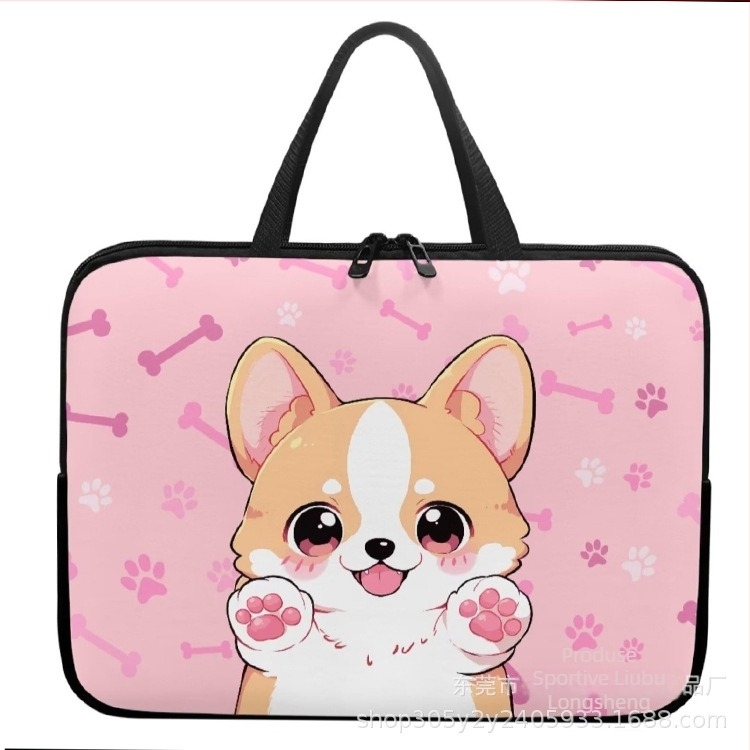 Husa pentru laptop din material de scufundare, impermeabilă, cu imprimeu animal, unisex, toamna 2024