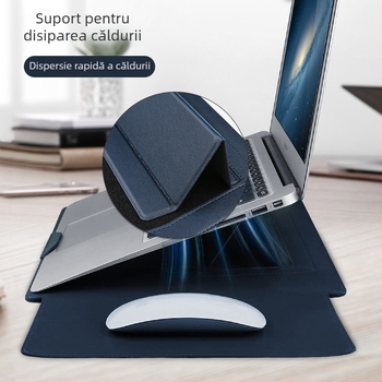 Geantă pentru laptop Jinfengxin din PU, impermeabilă și rezistentă la șocuri, design pliabil, căptușeală PU, unisex