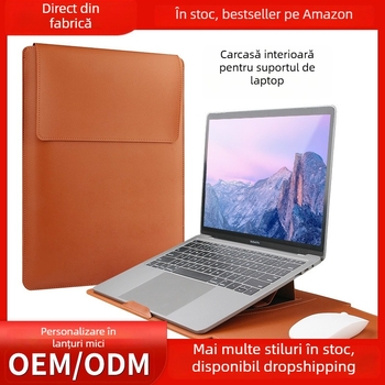 Geantă pentru laptop Jinfengxin din PU, impermeabilă și rezistentă la șocuri, design pliabil, căptușeală PU, unisex