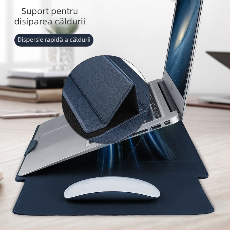 Geantă pentru laptop Jinfengxin din PU, impermeabilă și rezistentă la șocuri, design pliabil, căptușeală PU, unisex